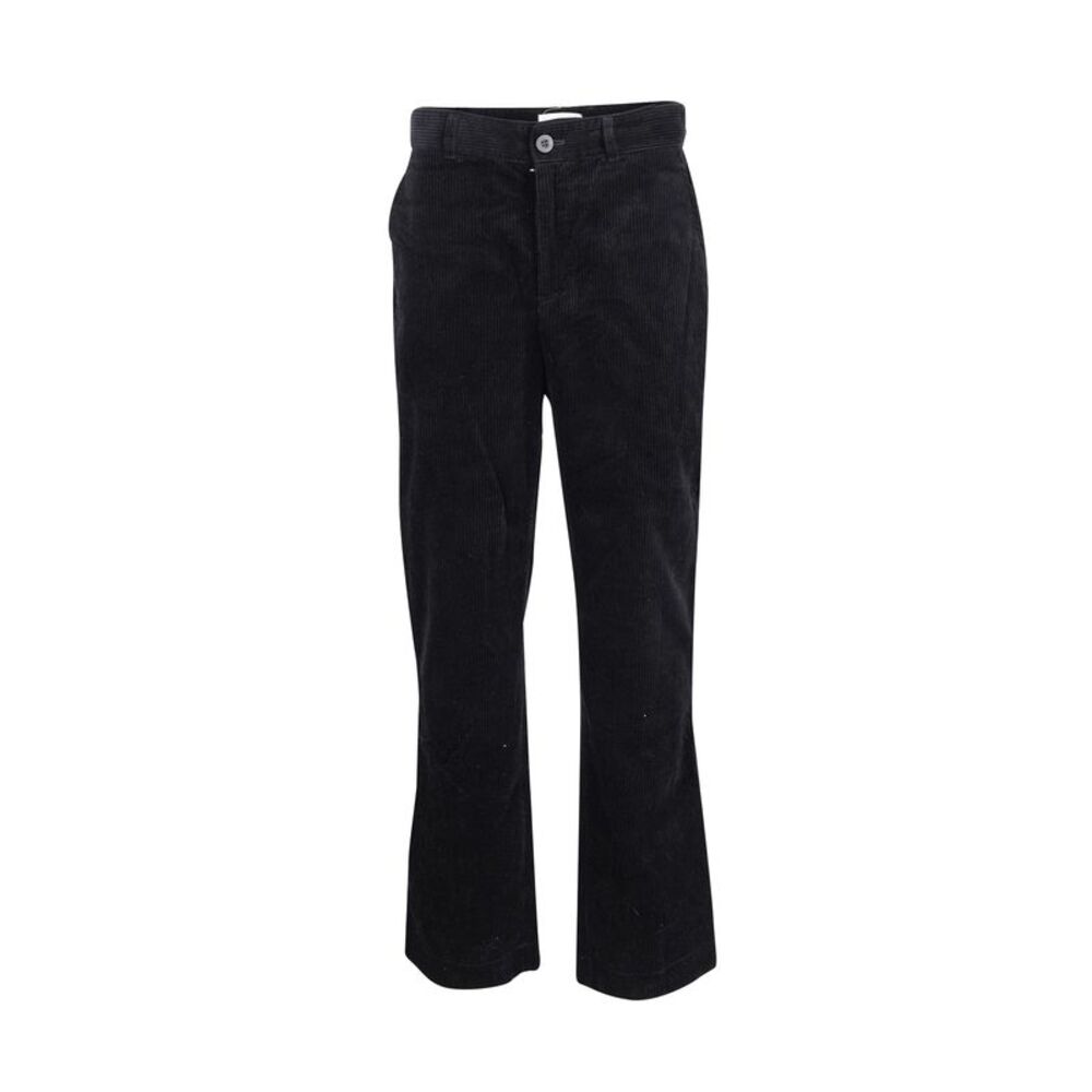 Mr. P Boot-Cut Trousers in Black Cotton Corduroy
